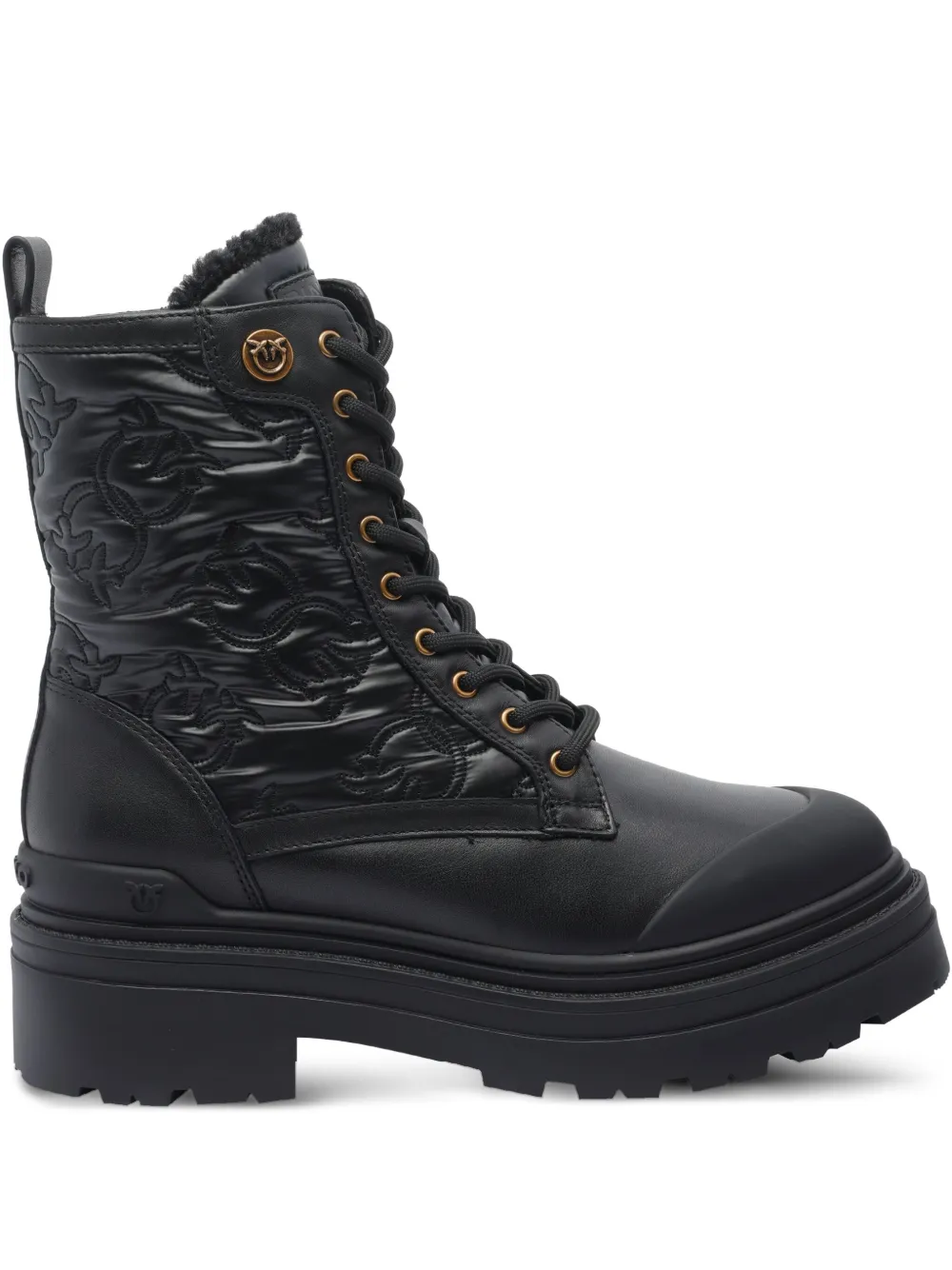 PINKO quilted lace-up boots | Black | Image 1