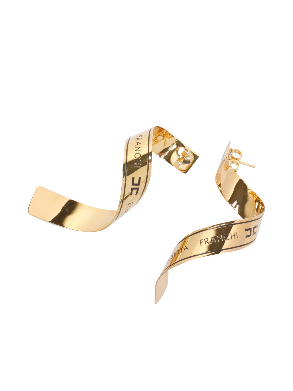 Elisabetta Franchi logo-plaque twisted earrings - Goud