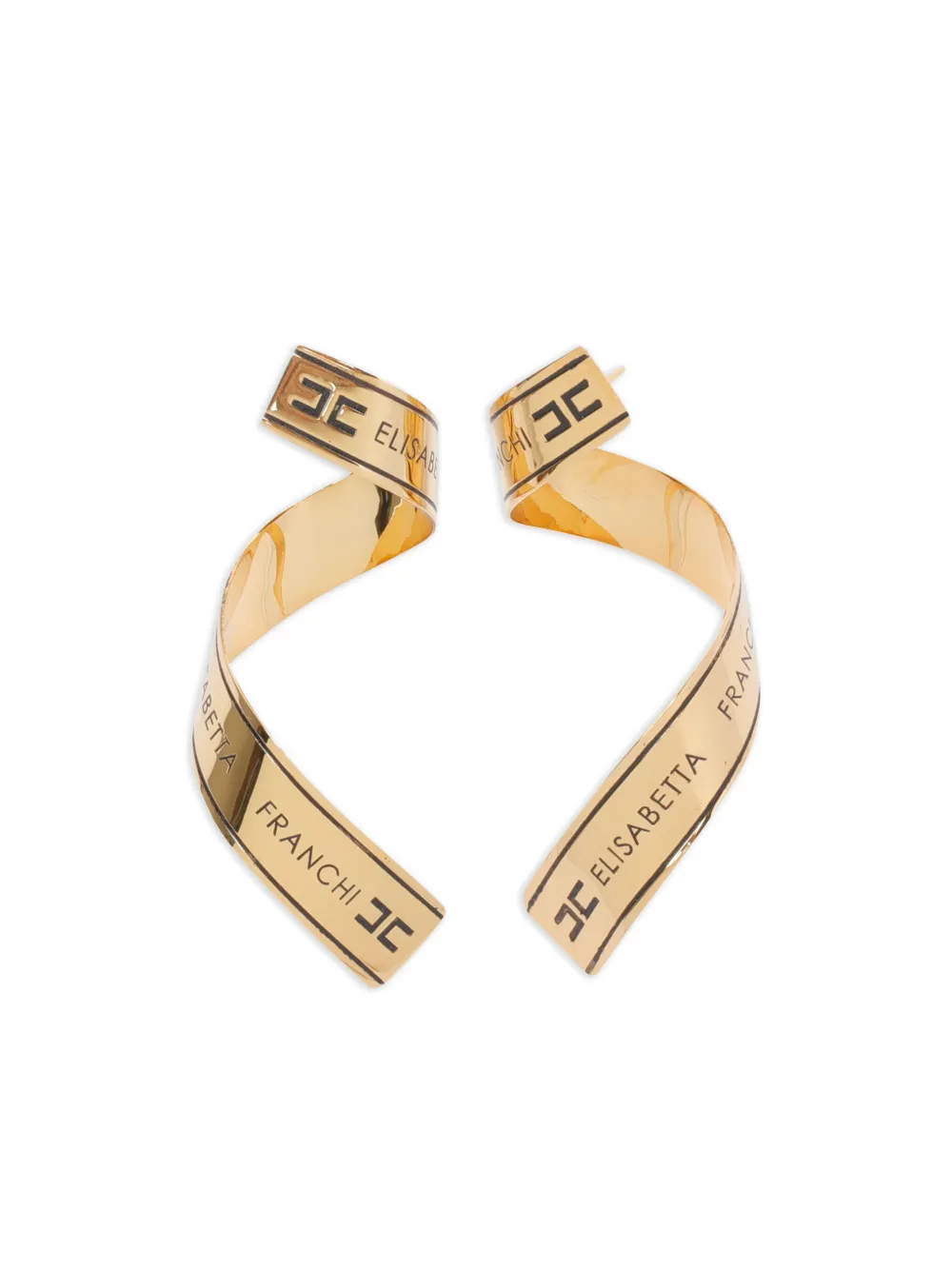 Elisabetta Franchi logo-plaque twisted earrings | Gold | Image 1