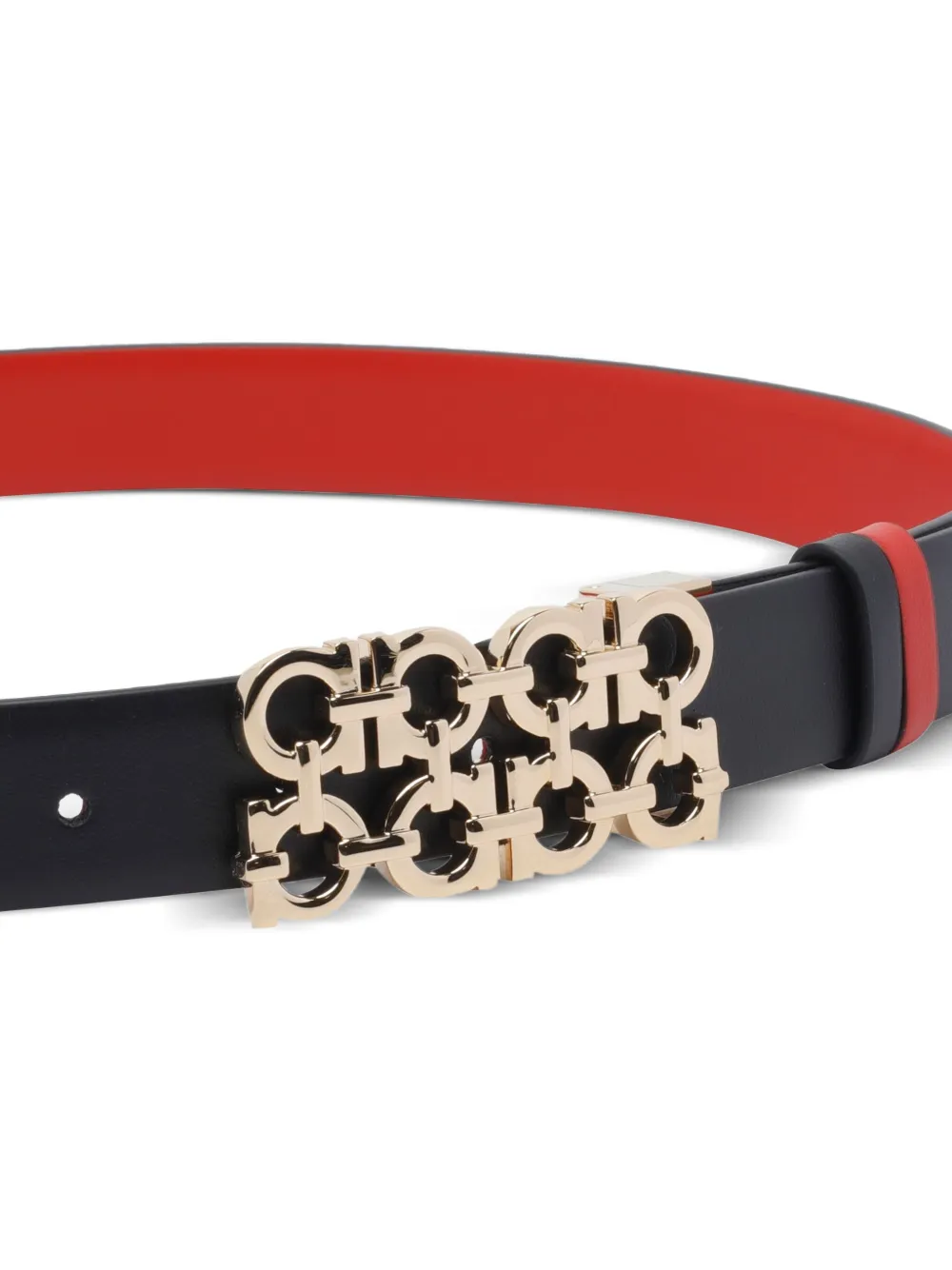 Ferragamo gancini-buckle leather belt - Zwart