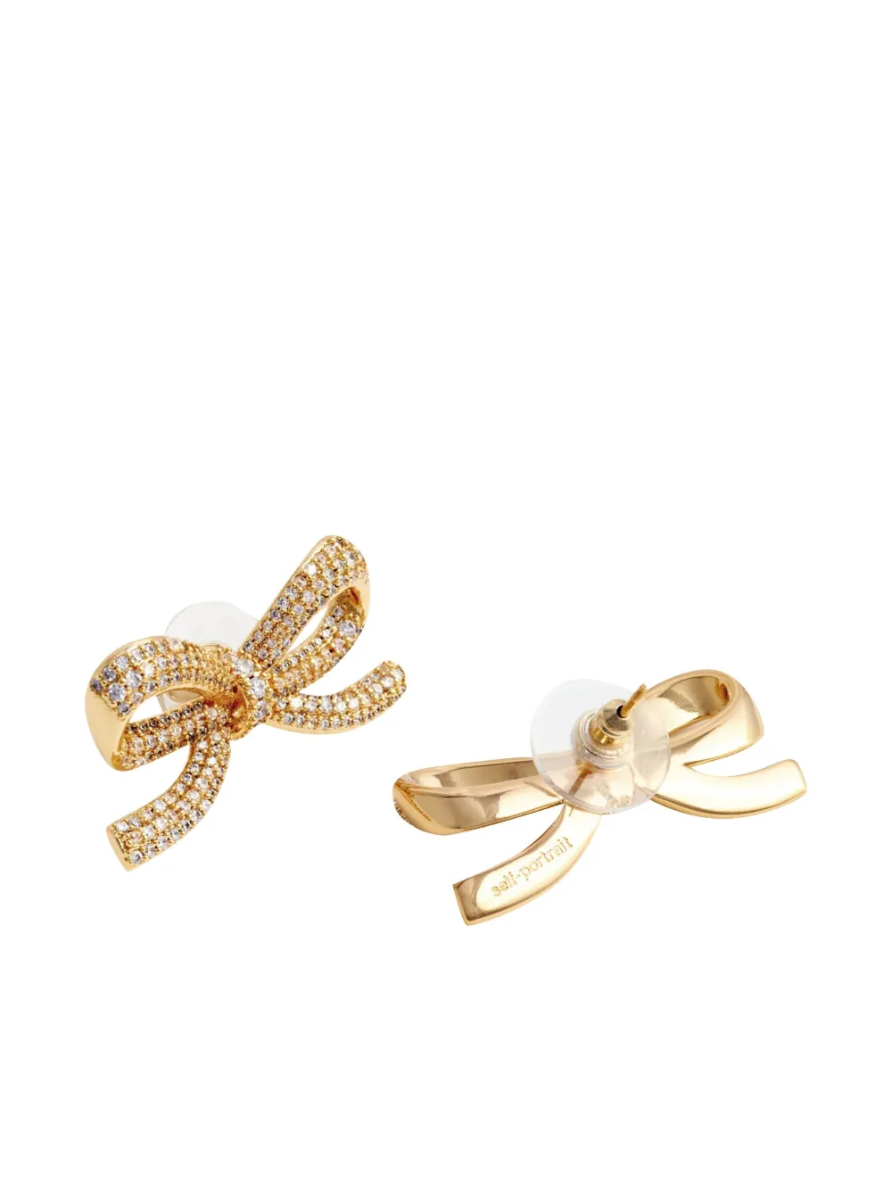 Self-Portrait bow earrings - Goud