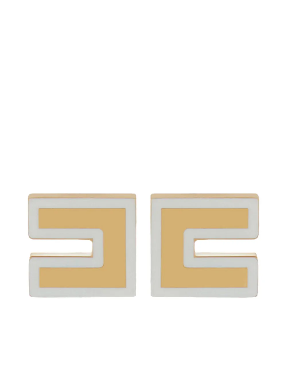 Elisabetta Franchi Logo Square Earrings In Gold