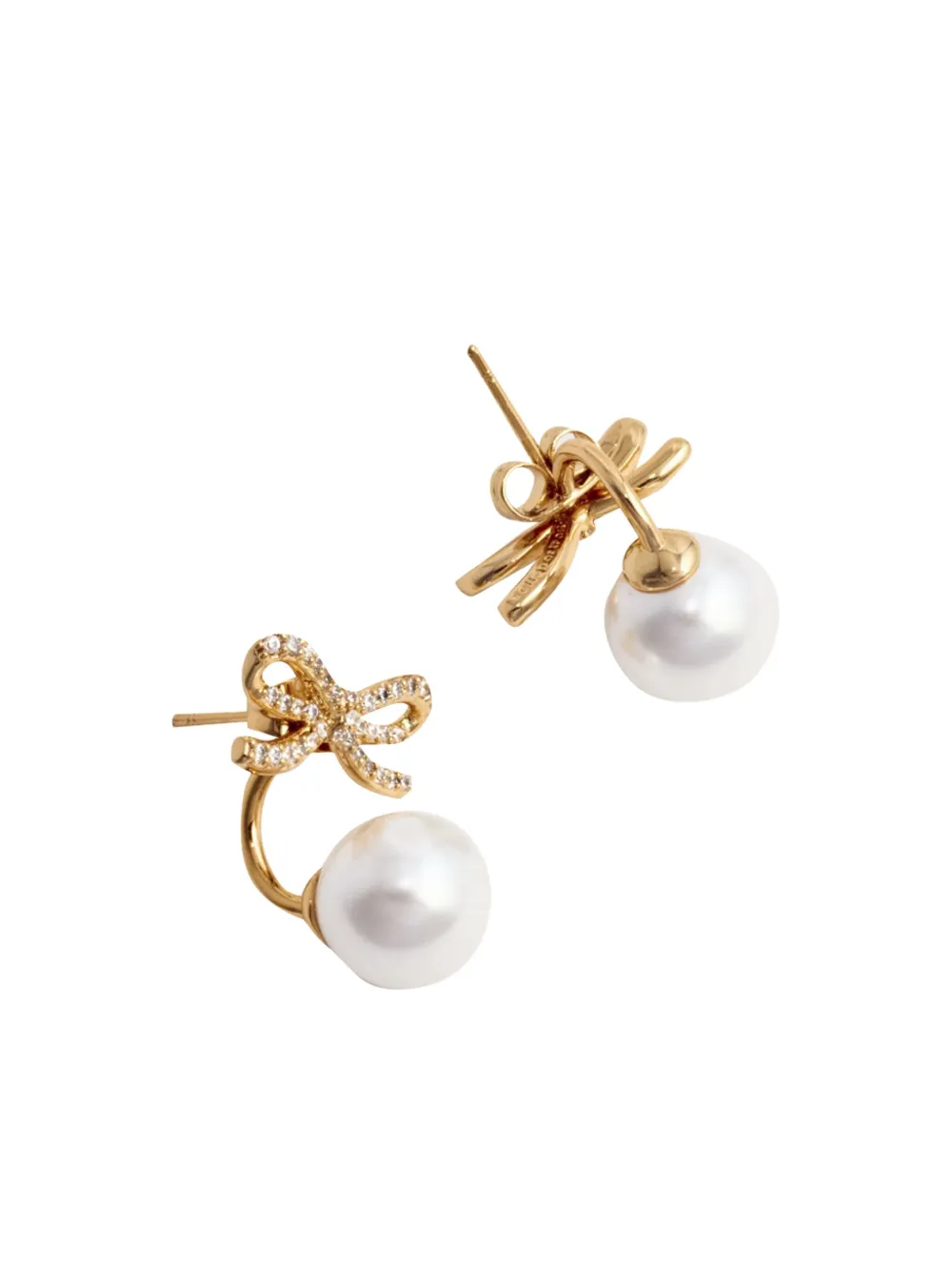 Self-Portrait faux-pearl embellished earrings - Goud
