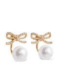 Self-Portrait faux-pearl embellished earrings - Gold