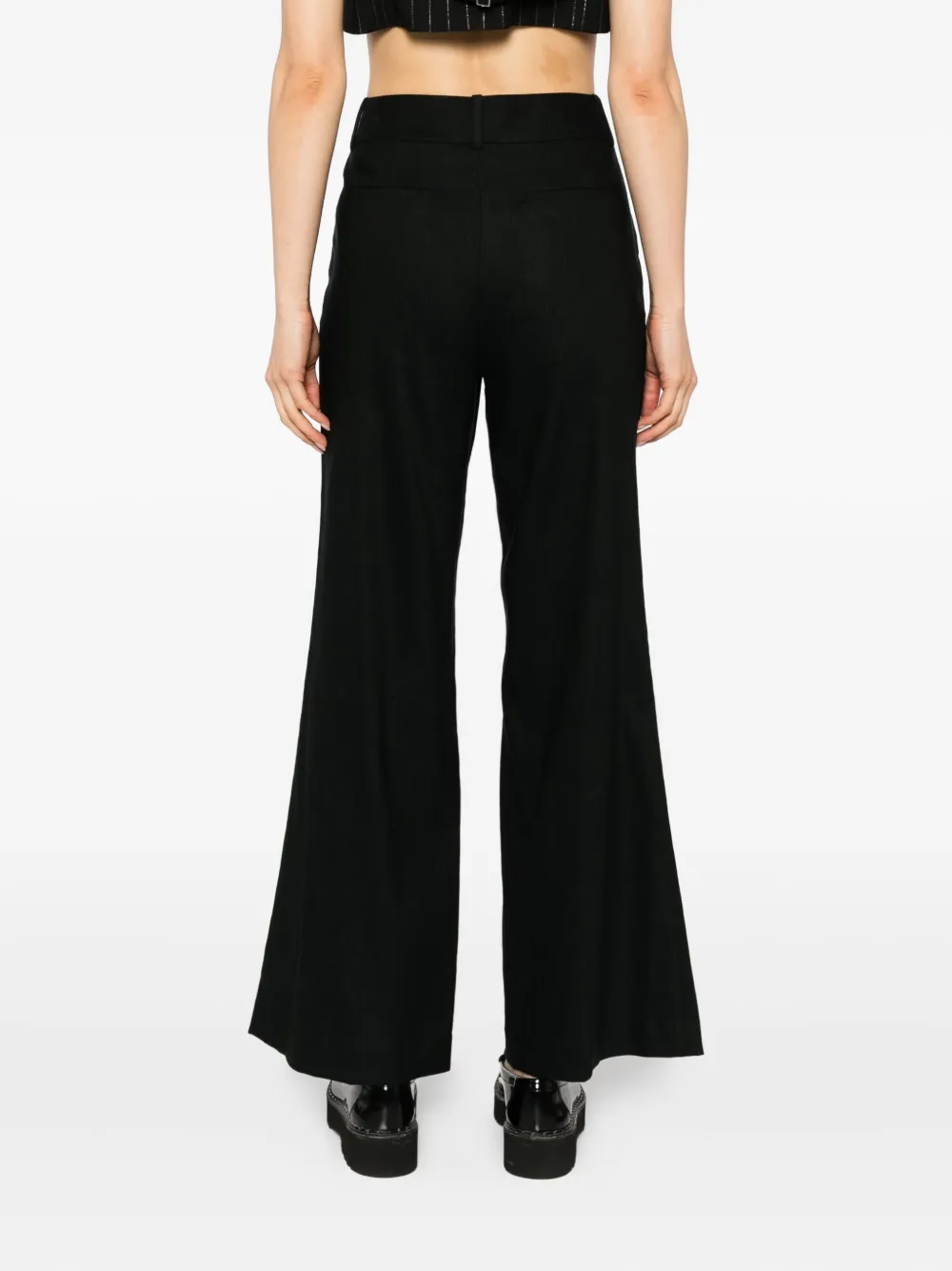 Alice And Olivia Pinstripe Wide-leg Trousers In Black