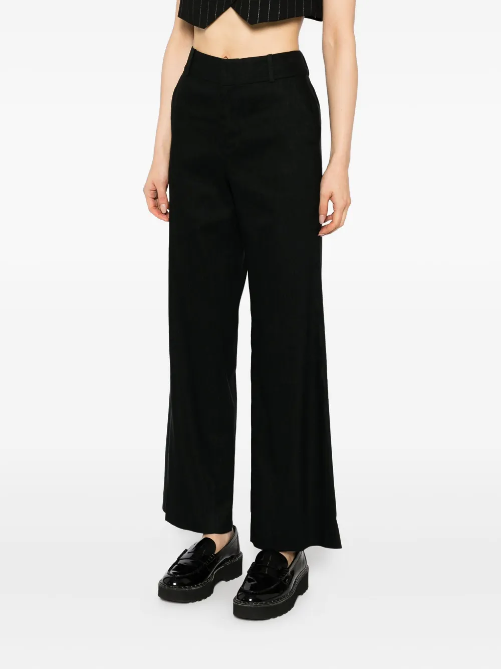 Alice And Olivia Pinstripe Wide-leg Trousers In Black