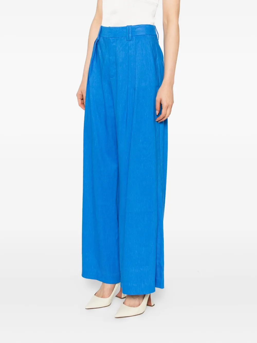 Alice And Olivia Pleated Wide-leg Trousers In Blue
