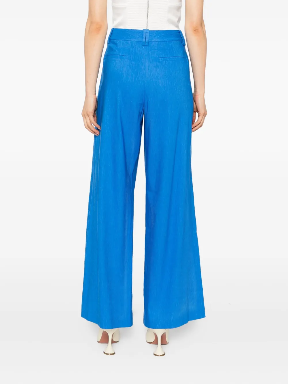 Alice And Olivia Pleated Wide-leg Trousers In Blue