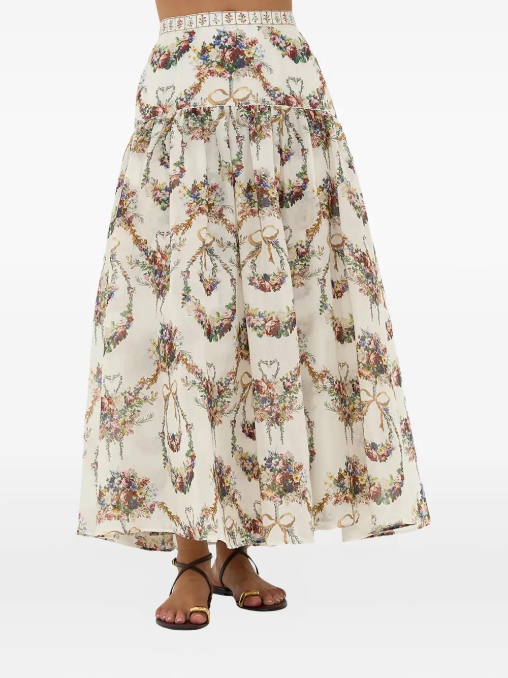 Camilla Rok met bloemenprint Beige