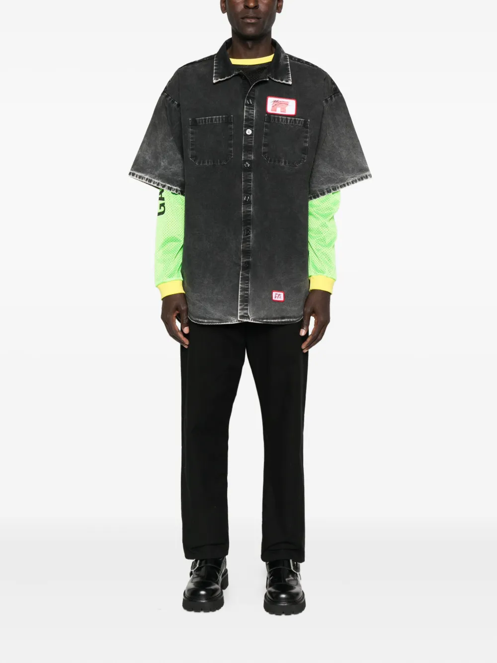 RRR123 Overhemd met logoprint - Zwart