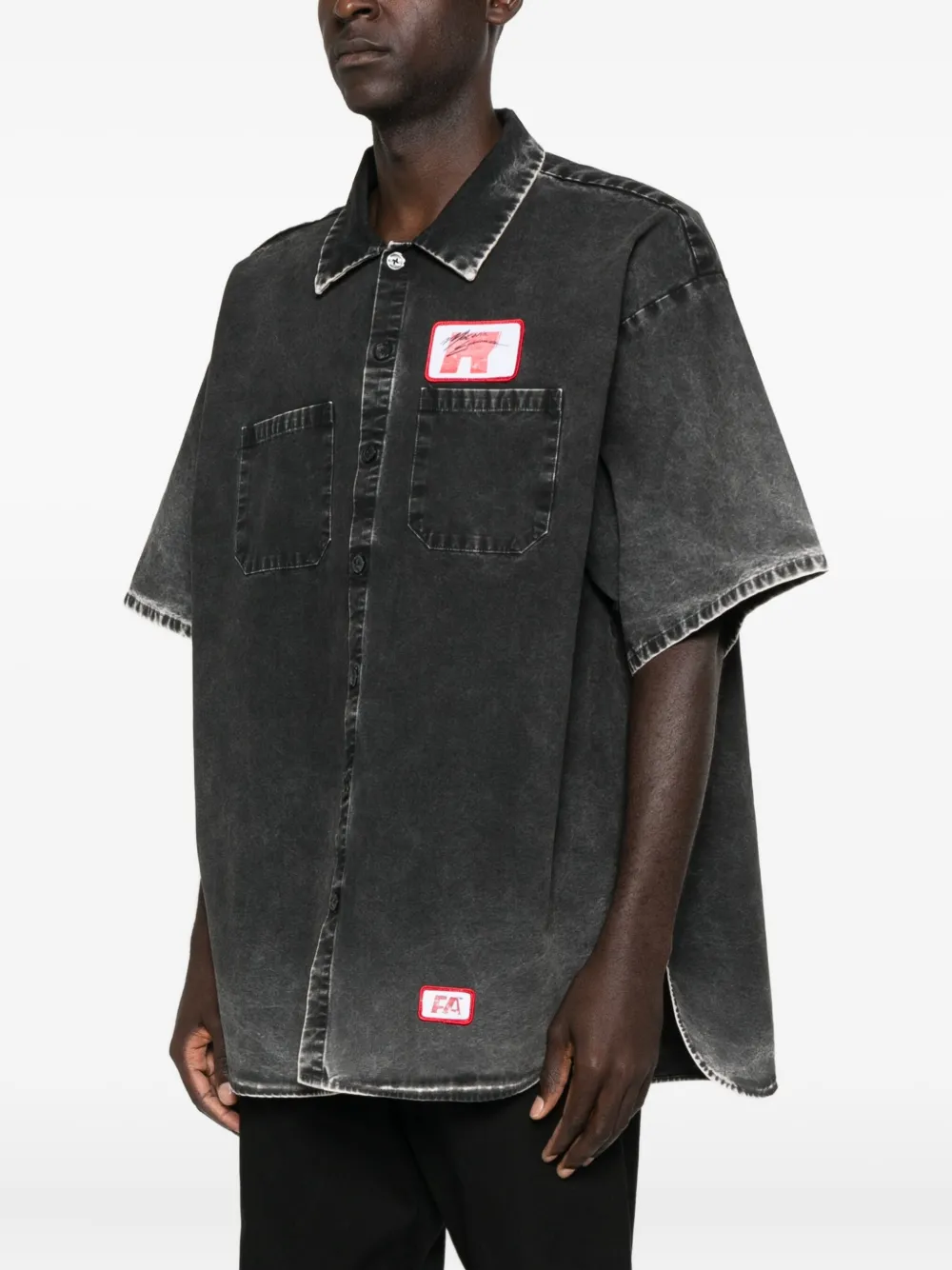 RRR123 Overhemd met logoprint Zwart