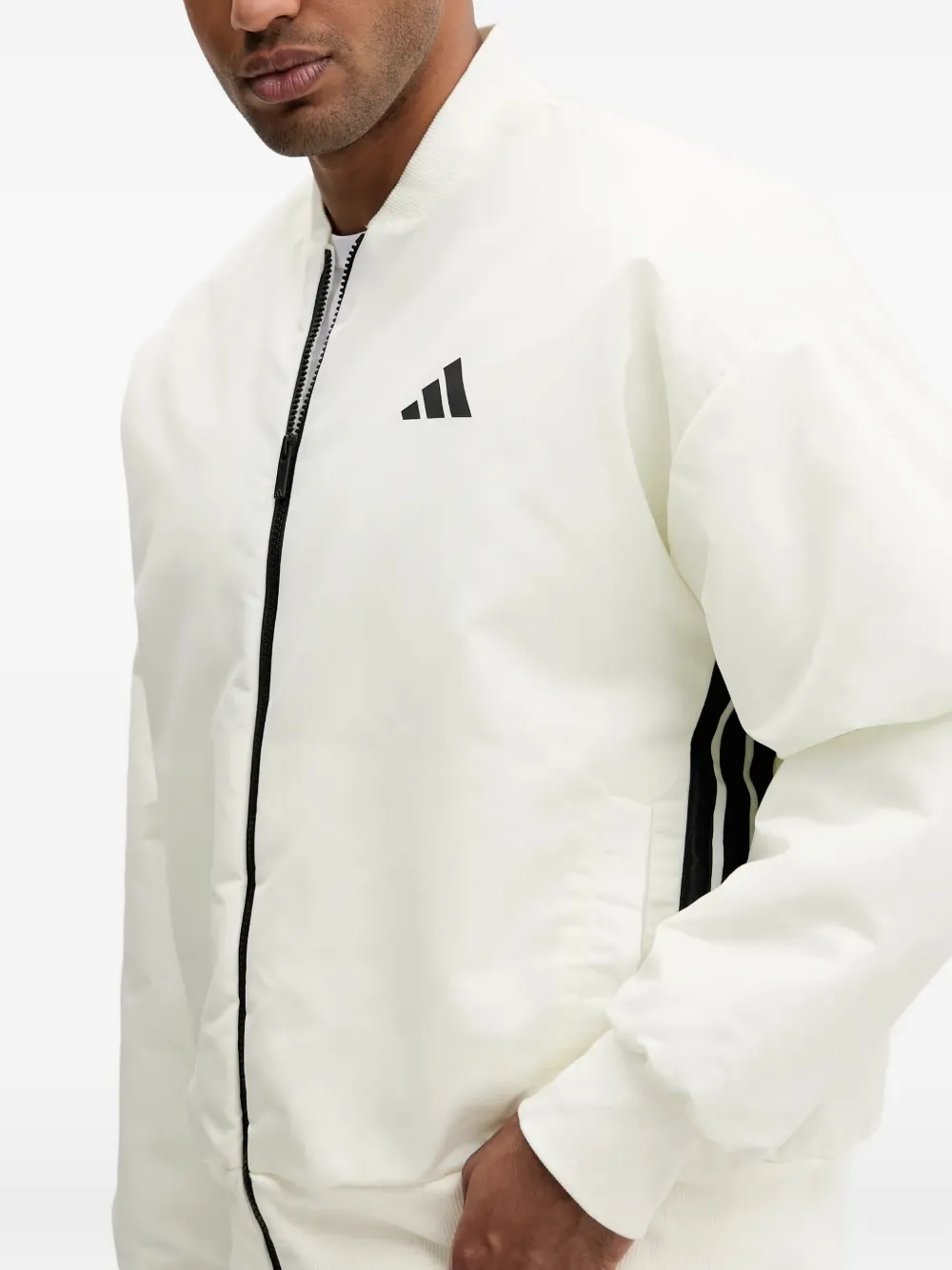adidas zip-up logo bomber jacket Beige