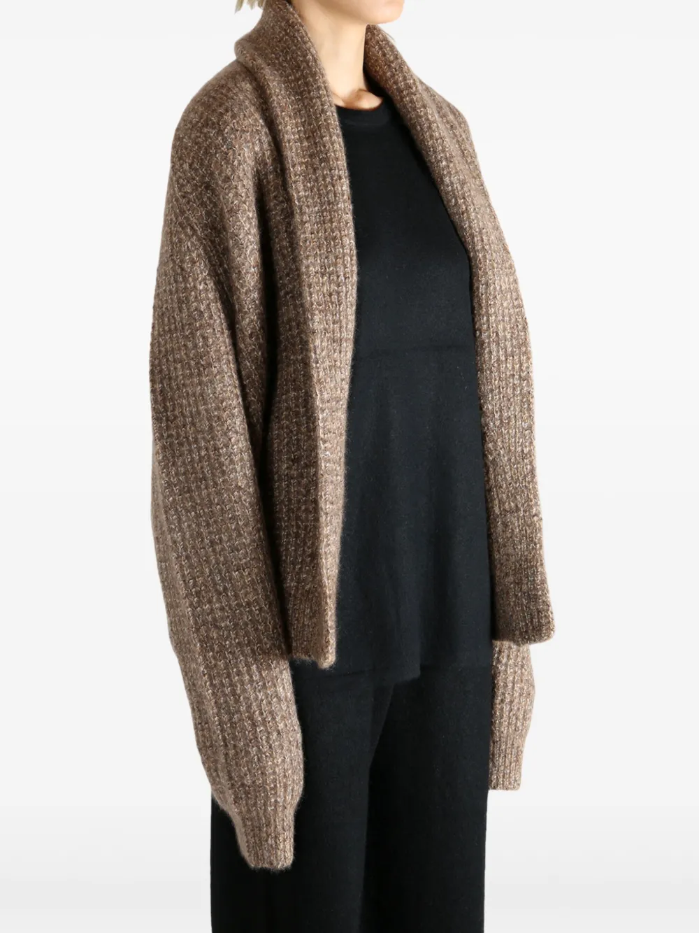 Frenckenberger shawl-collar ribbed cardigan Bruin