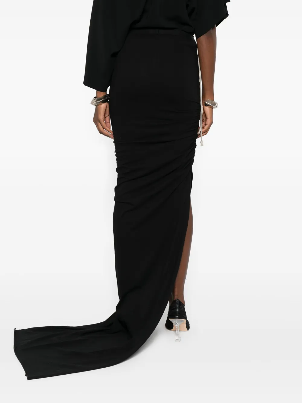 drawstring side-slit maxi skirt