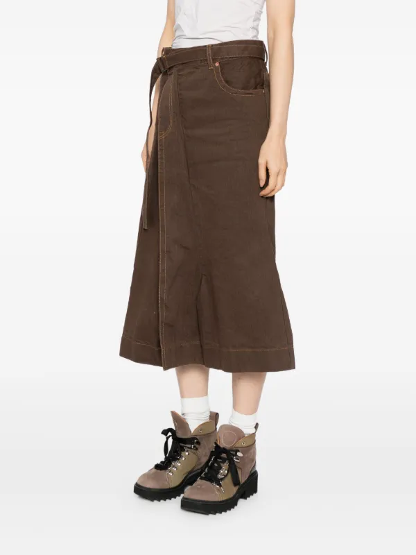sacai　ラップスカート　サイズ1　（Sサイズ Sacai ラップスカート | ブラウン | FARFETCH JP