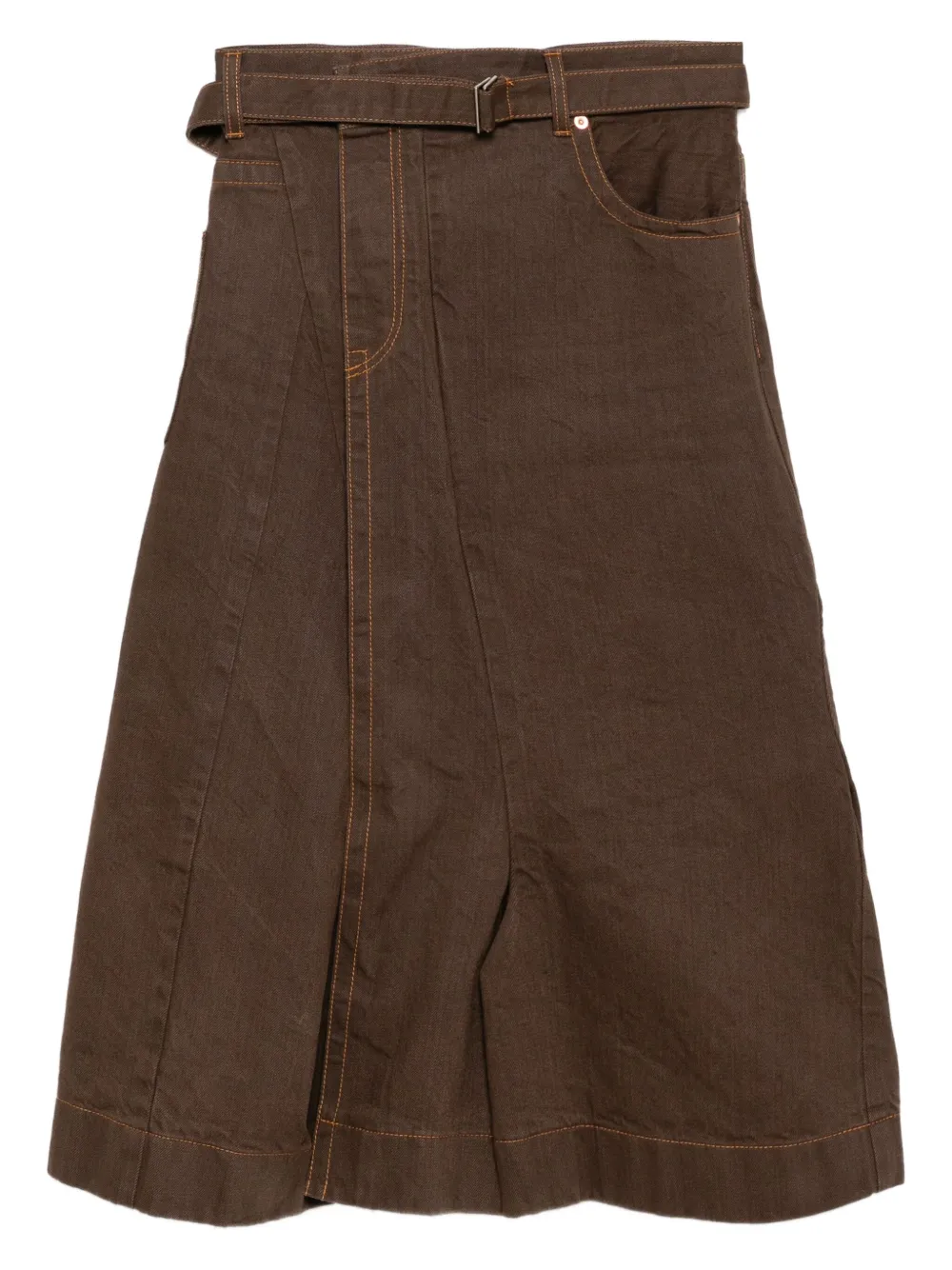 sacai cotton wrap skirt | Brown | Image 1