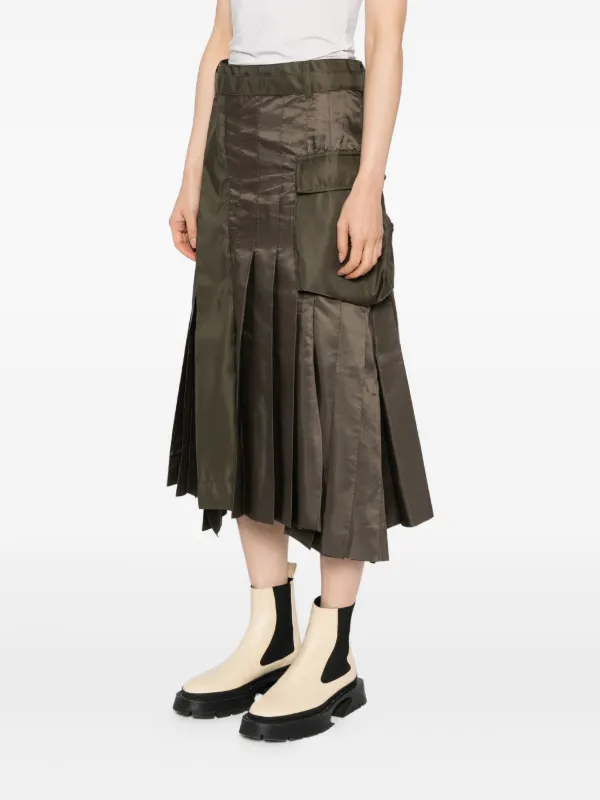 sacai オリーブグリーン プリーツスカート Sサイズ Sacai プリーツ ラップスカート | グリーン | FARFETCH JP