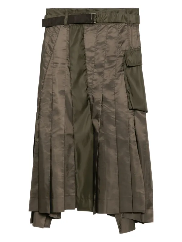 Sacai プリーツ ラップスカート | グリーン | FARFETCH JP