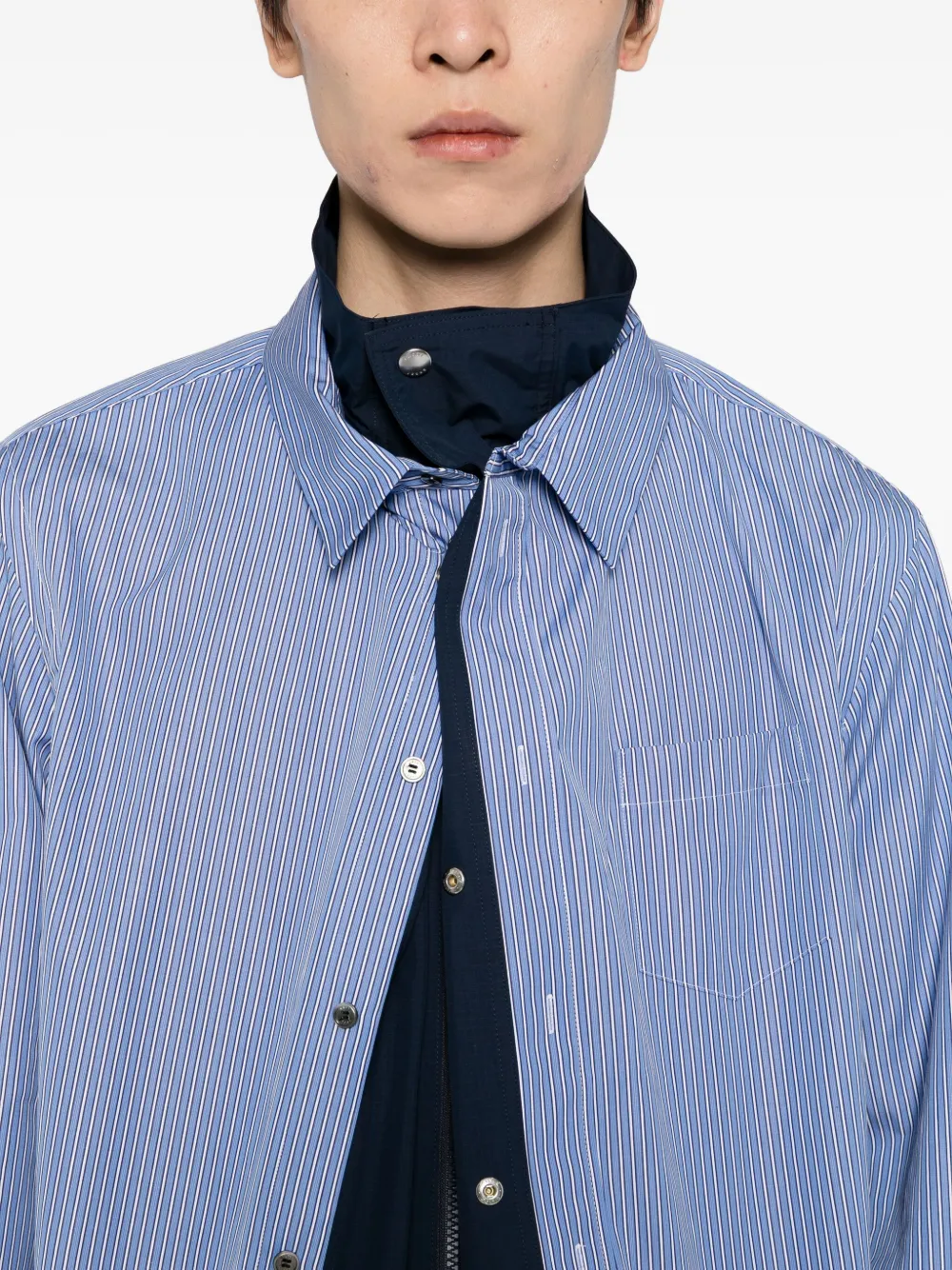 Sacai Poplin Shirt Jacket In Blue