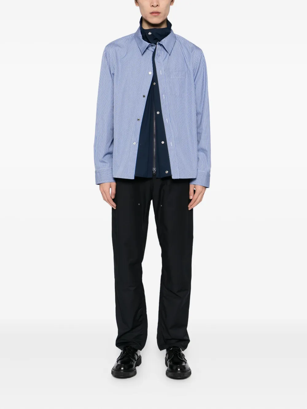 Sacai Poplin Shirt Jacket In Blue