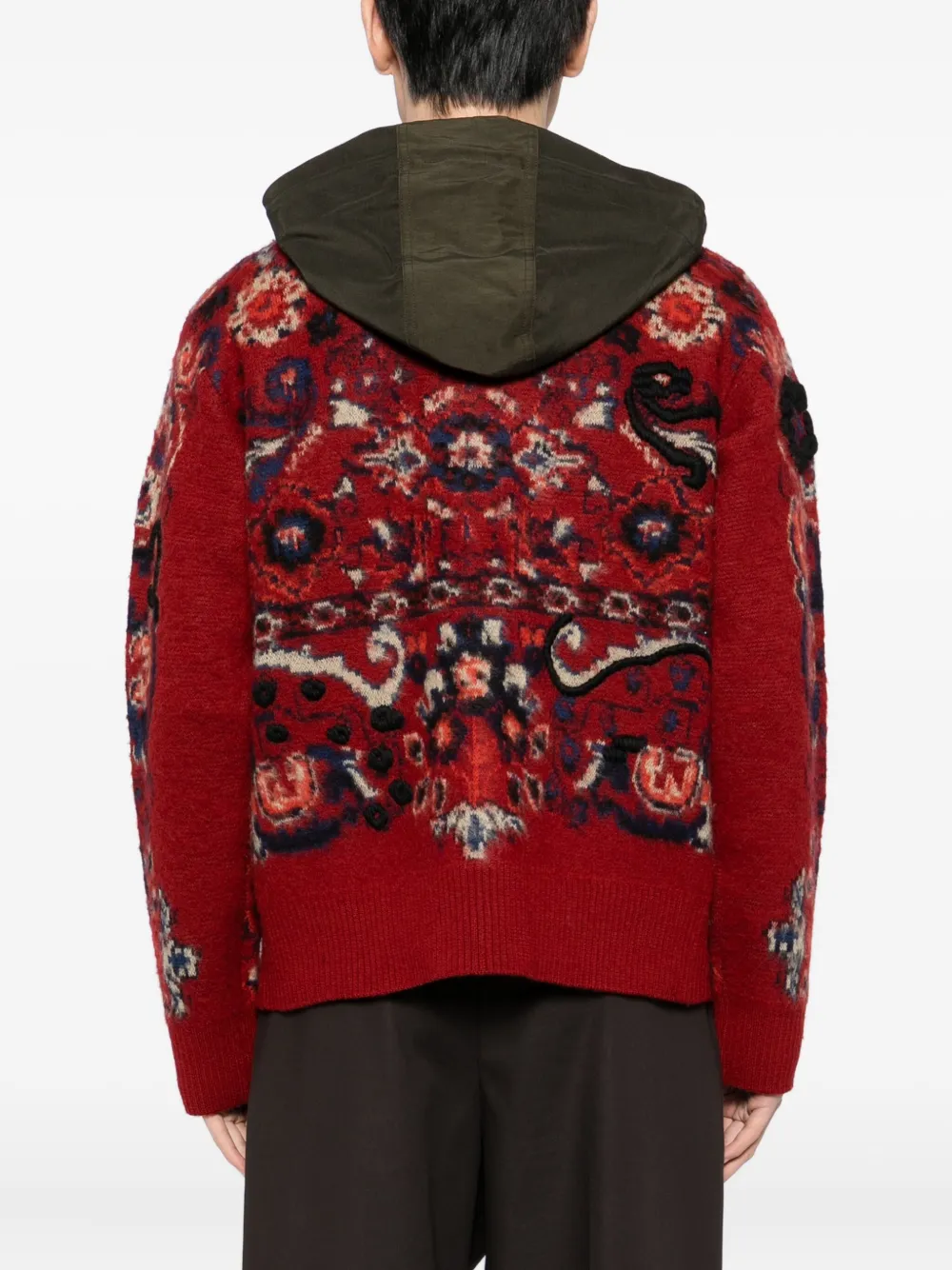 sacai Gebreid jack met bloemen-jacquard Rood