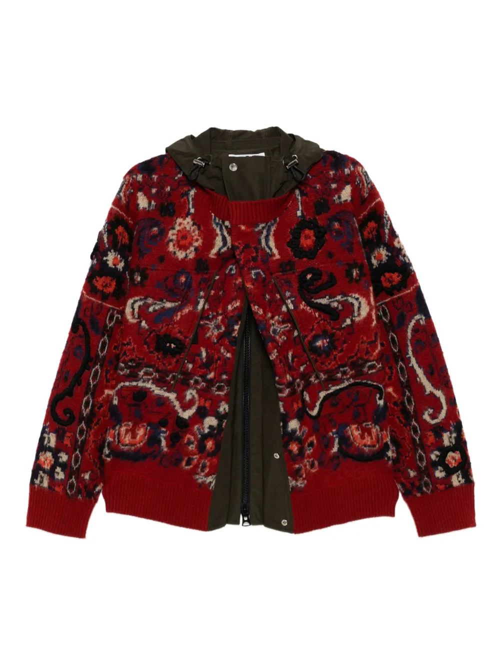 sacai floral-jacquard bomber jacket | Red | Image 1
