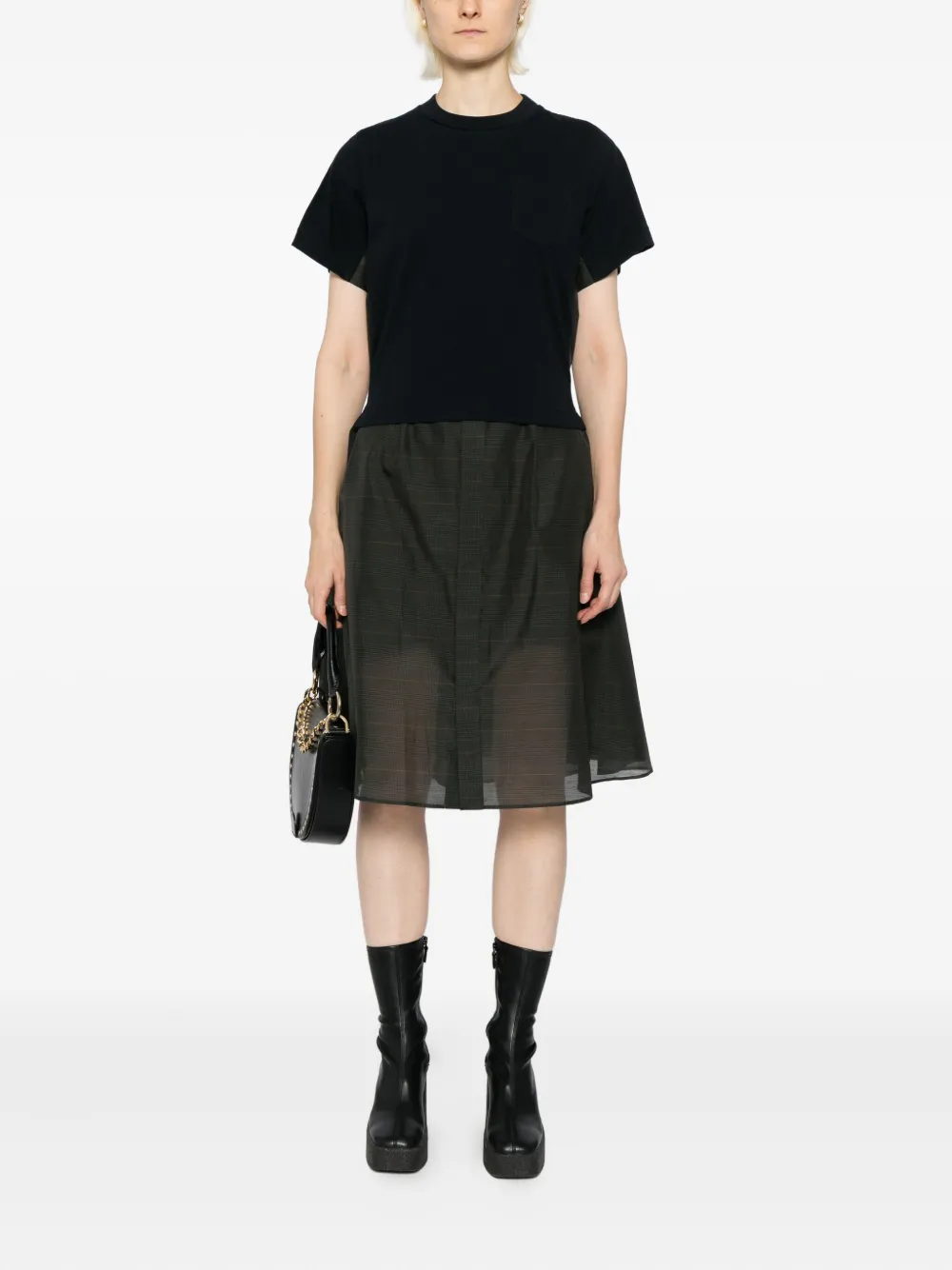 Sacai Jurk met patchwork - Blauw