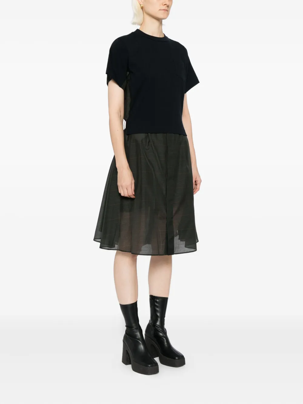 sacai Jurk met patchwork Blauw
