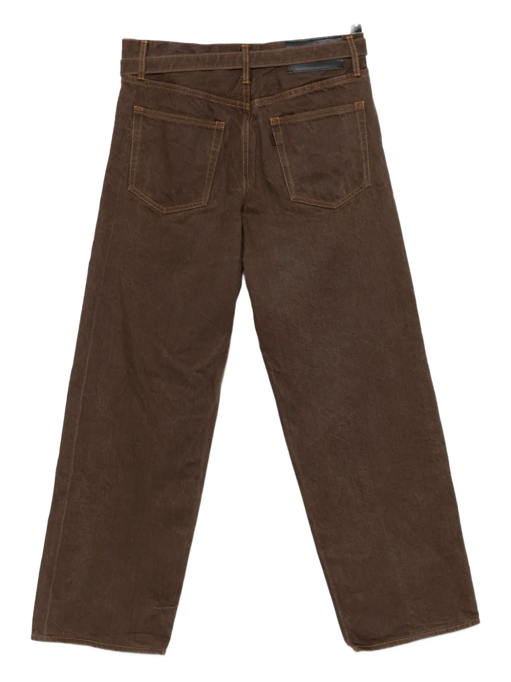 Sacai Belted Straight Jeans In Brown