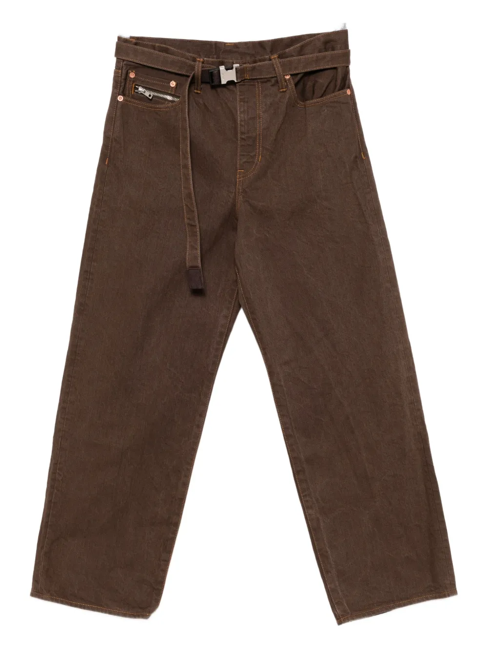sacai belted straight jeans | Brown | Image 1