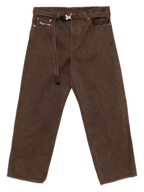 sacai belted straight jeans