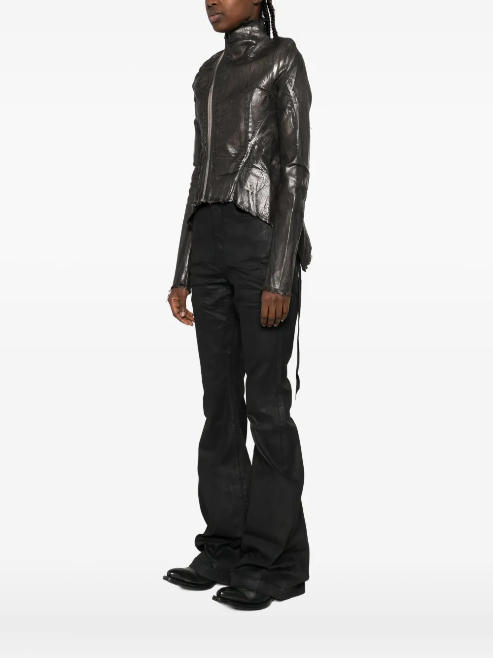 Rick Owens Drkshdw Asymmetrical Zip-front Jacket In Gray
