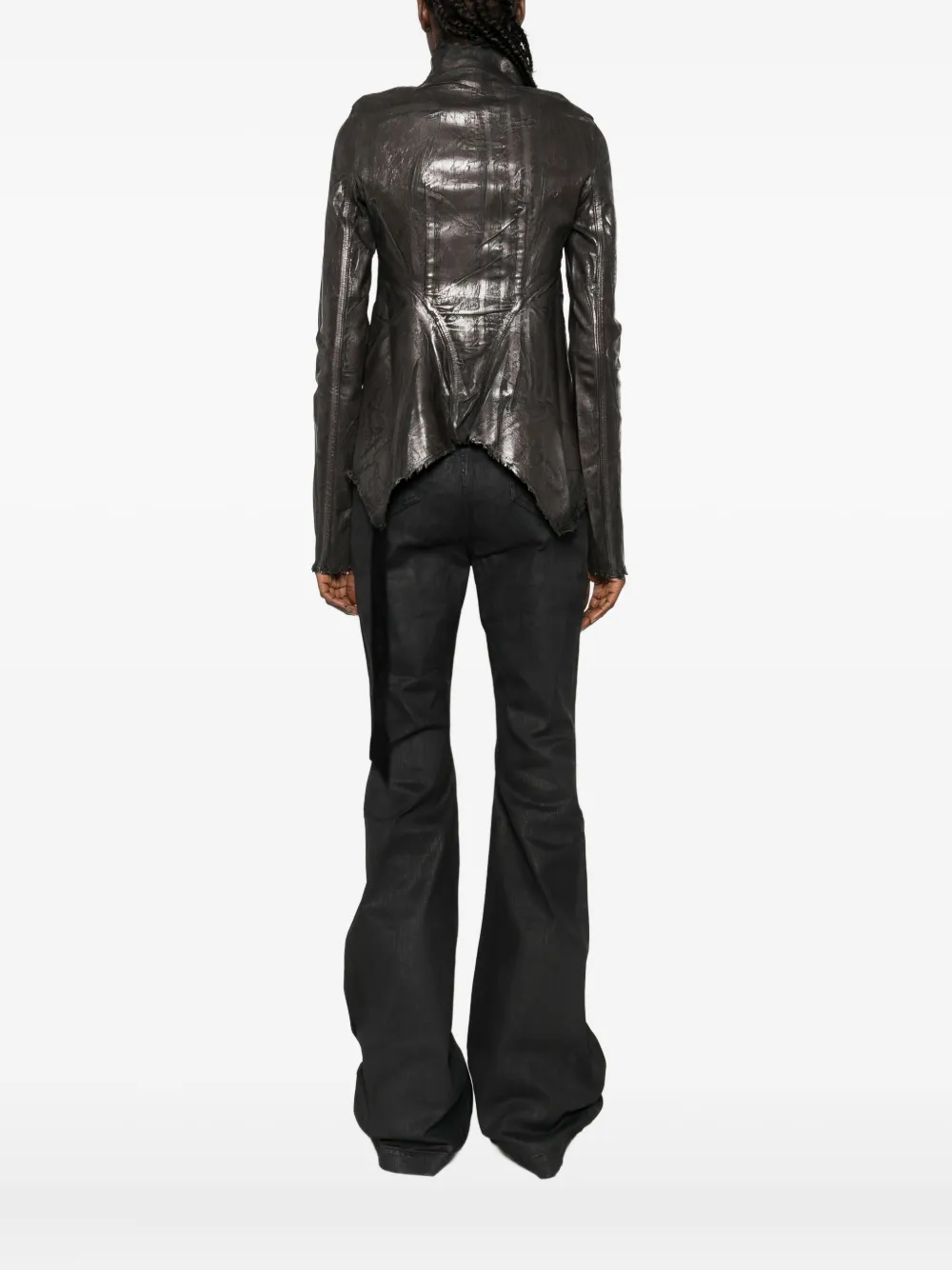 Rick Owens Drkshdw Asymmetrical Zip-front Jacket In Gray
