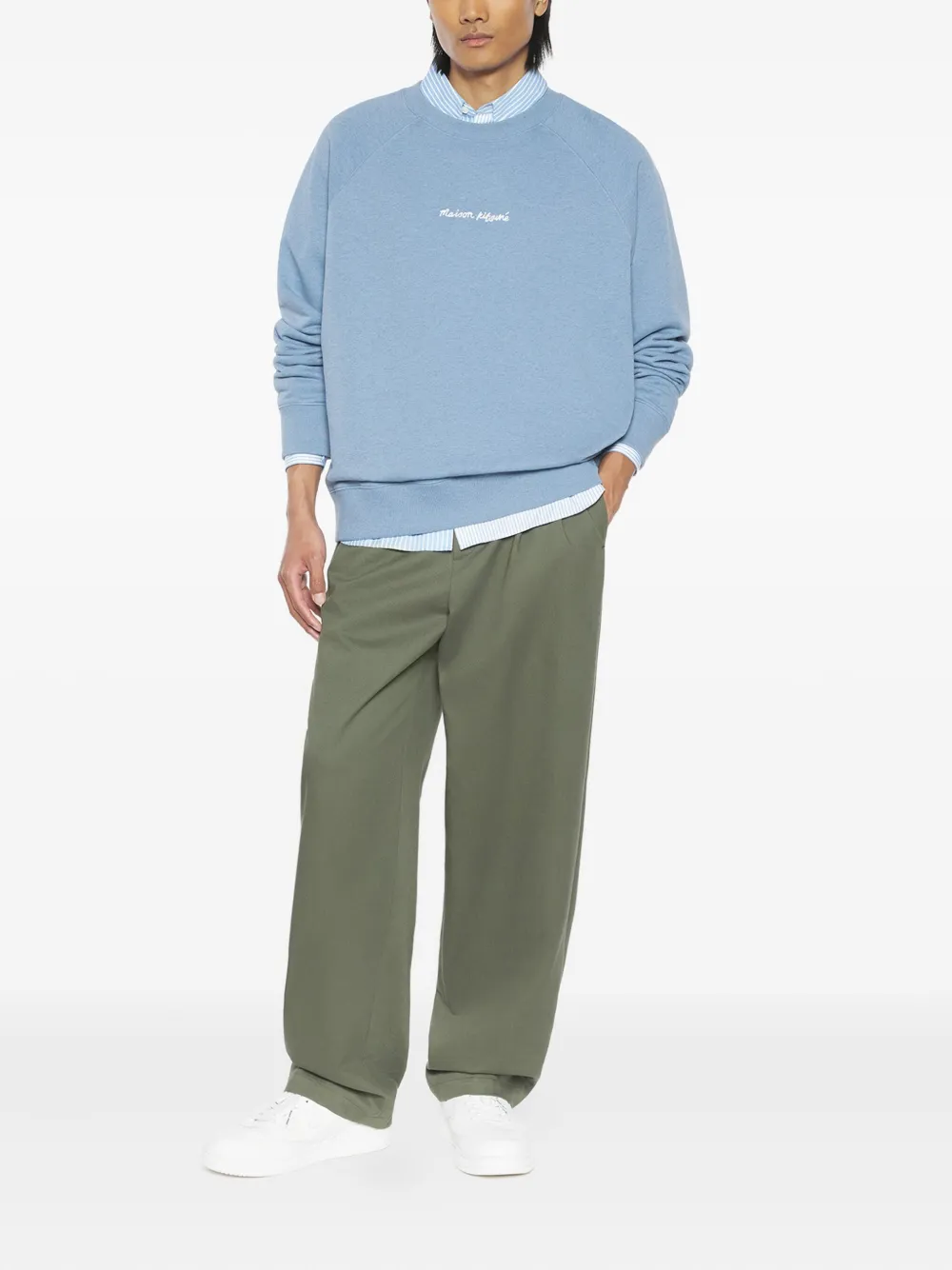 Maison Kitsuné raglan-sleeve crew-neck sweatshirt - Blauw