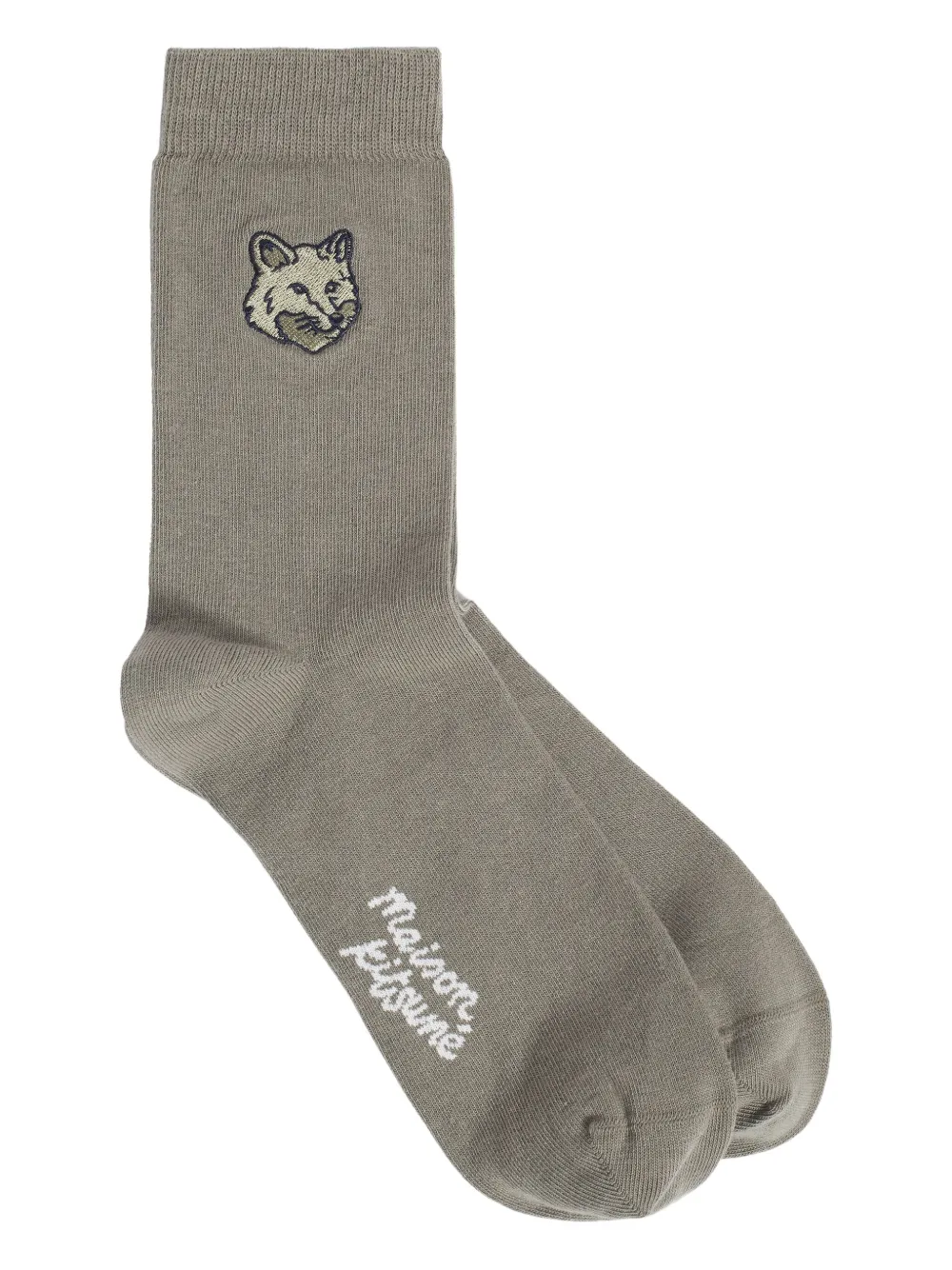 Maison Kitsuné Fox-embroidered Cotton Socks In Green