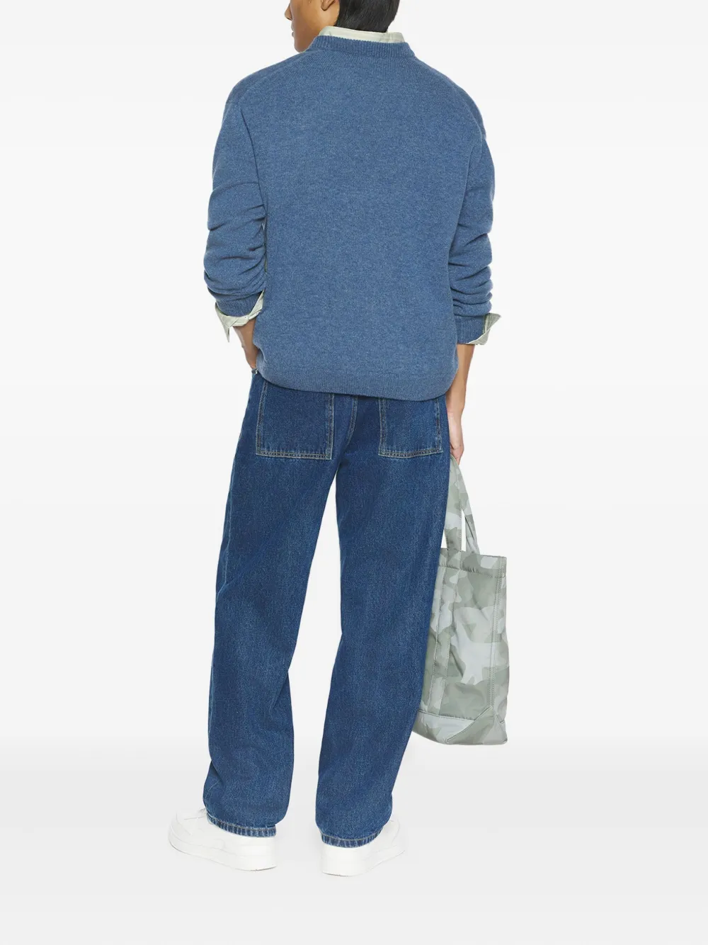 Maison Kitsuné Wollen trui met vossenkop Blauw