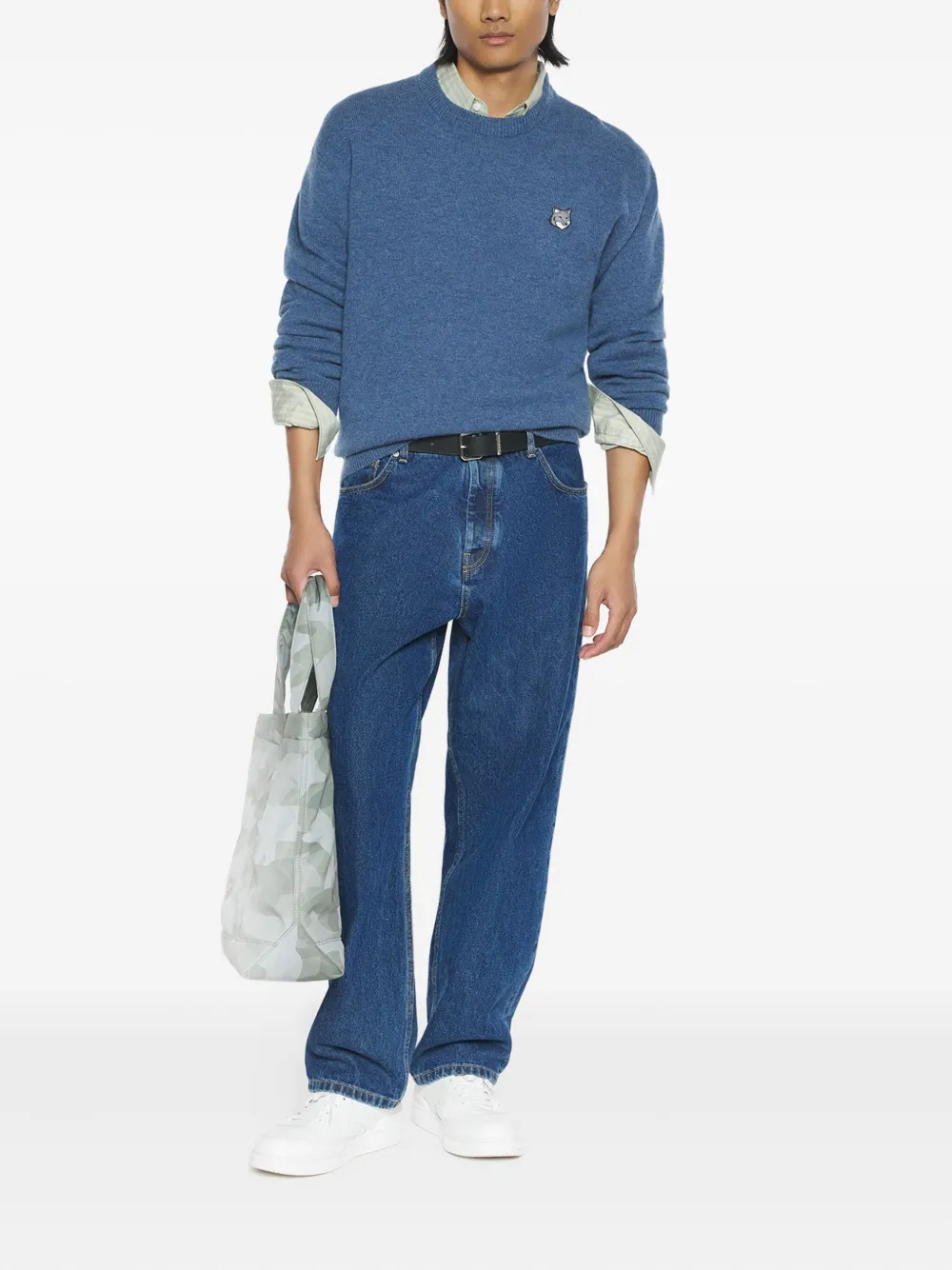 Maison Kitsuné Fox Head wool sweater - Blauw