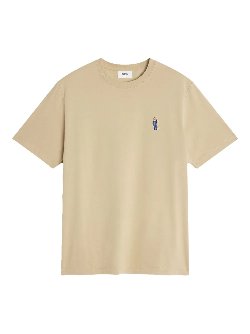 Maison Kitsuné fox-embroidered cotton T-shirt Beige