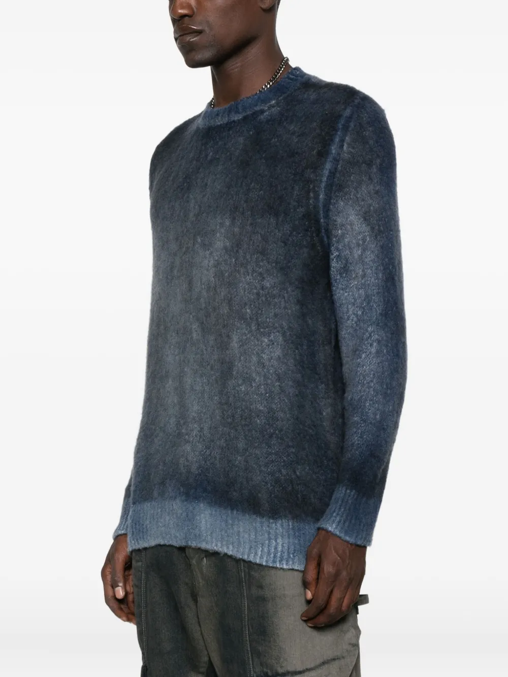 Avant Toi Geborstelde trui met ronde hals Blauw