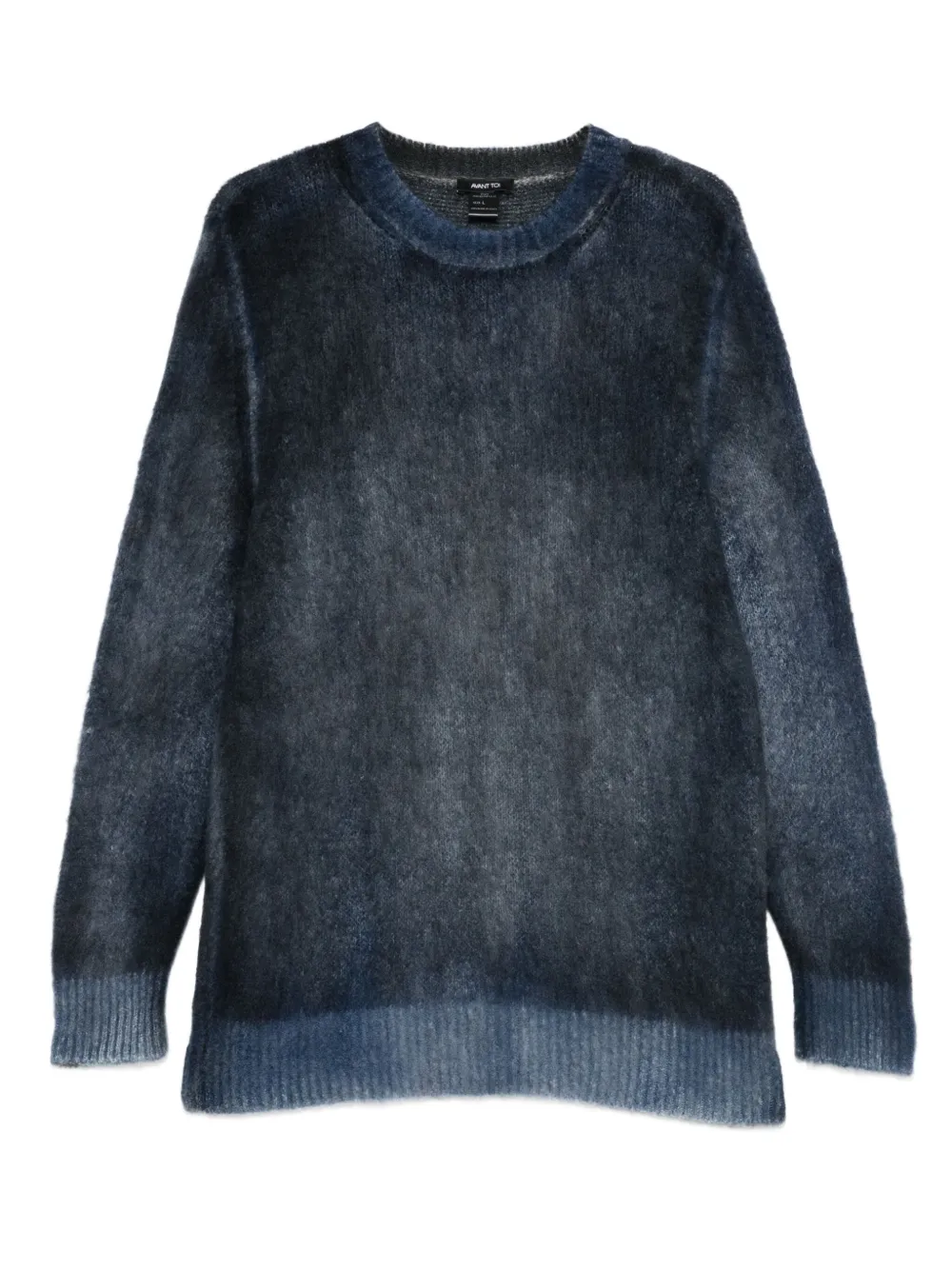 Avant Toi Geborstelde trui met ronde hals Blauw