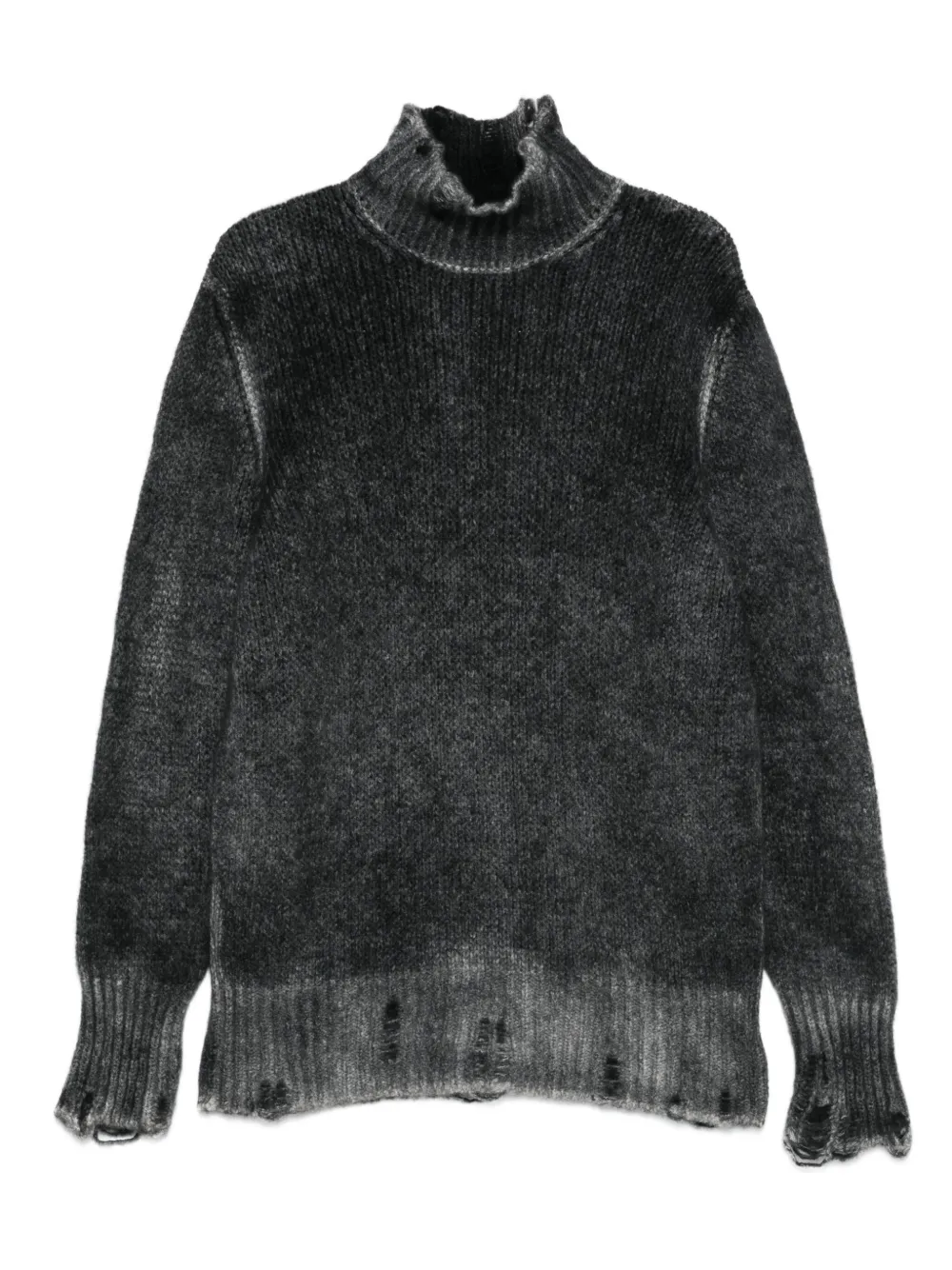 Avant Toi high-neck frayed sweater - グレー Avant Toi high-neck frayed sweater - グレー