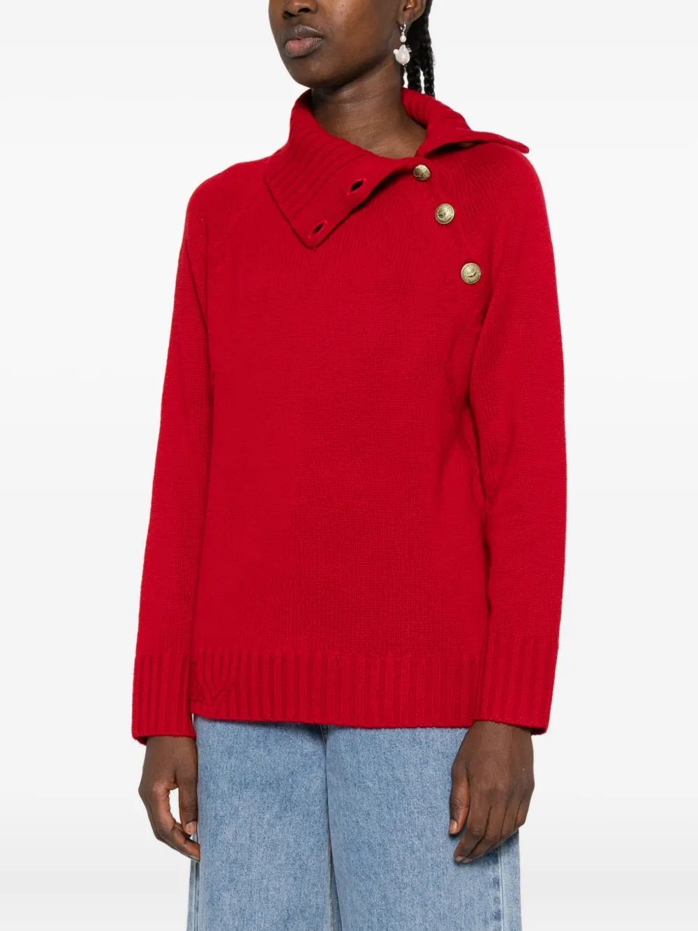 Zadig&Voltaire Trui met hoge hals en knoopdetail Rood