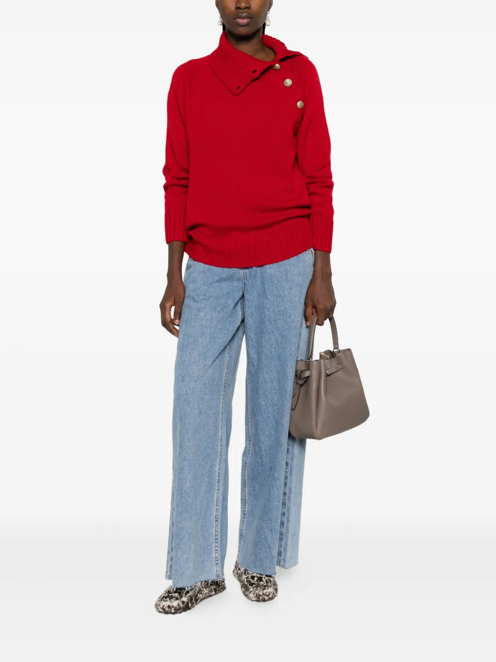 Zadig&Voltaire Trui met hoge hals en knoopdetail Rood