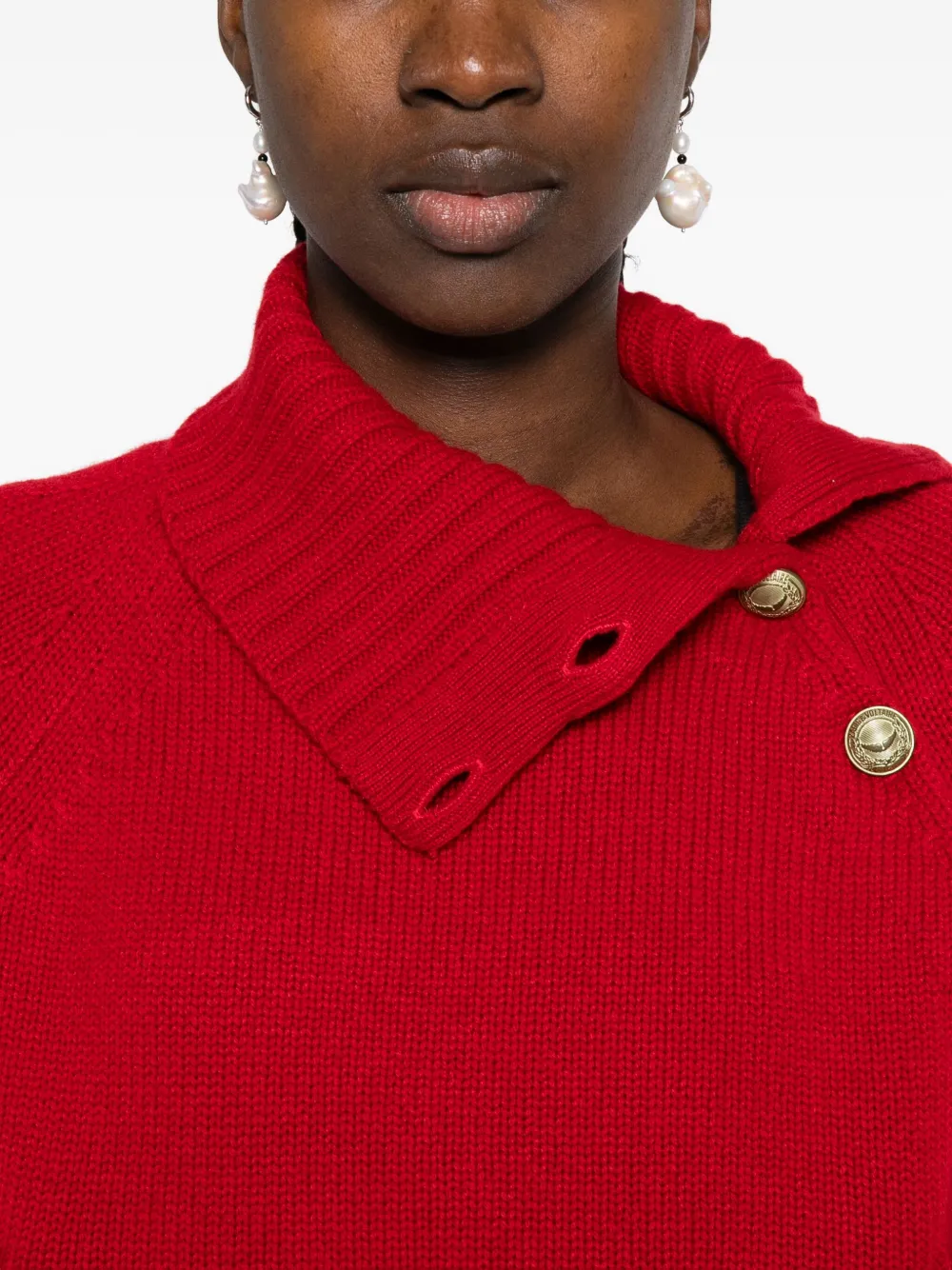 Zadig&Voltaire Trui met hoge hals en knoopdetail Rood