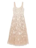 Needle & Thread floral-embroidered dress - Neutrals