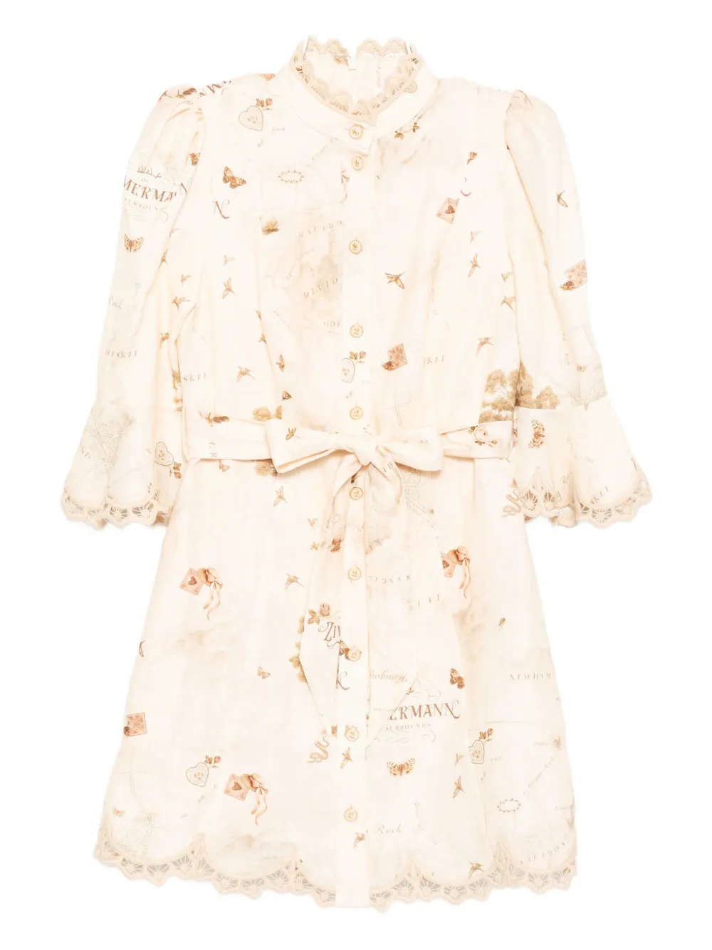 Zimmermann Appliqué Mini Dress In Neutral