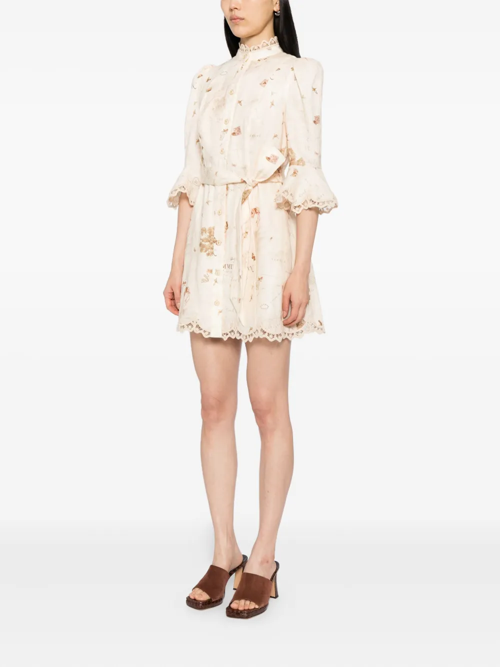 Zimmermann Appliqué Mini Dress In Neutral