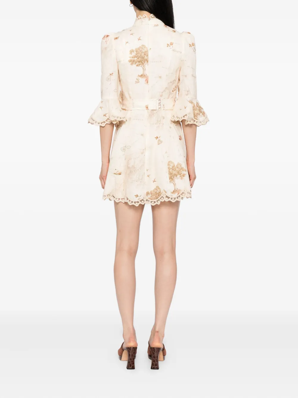 Zimmermann Appliqué Mini Dress In Neutral