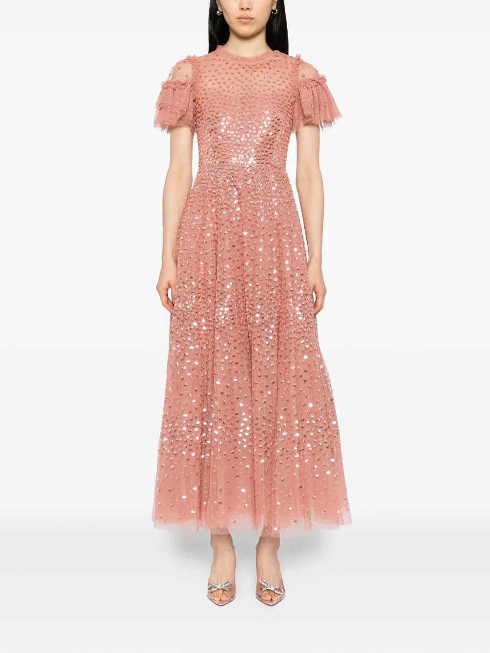 Needle & Thread Jurk verfraaid met pailletten - Roze