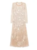 Needle & Thread floral-embroidered dress - Neutrals
